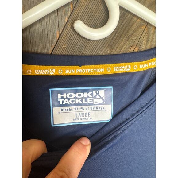 Hook and Tackle Shirt Men’s Large White American Flag Fish Graphic Polyester - Picture 2 of 6